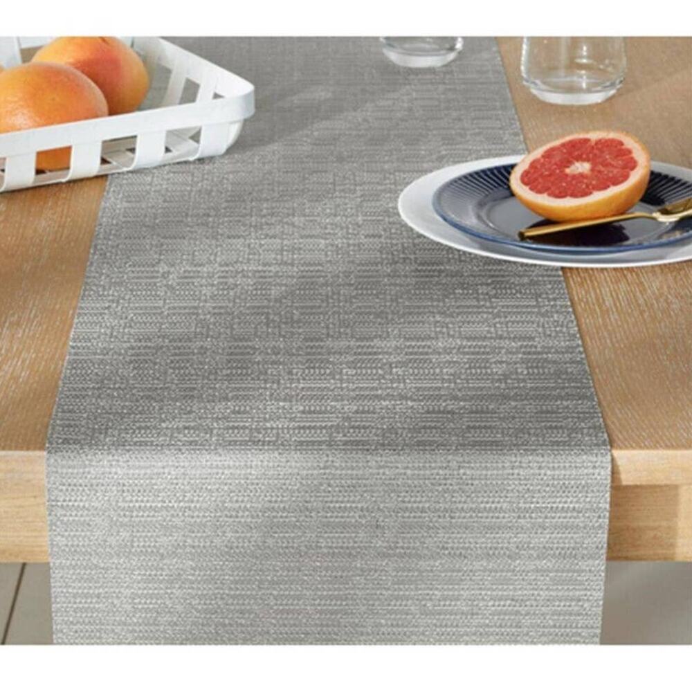 PVC Tabletop Collection Woven Indoor/Outdoor, Table Black Table Runner, 13x72"